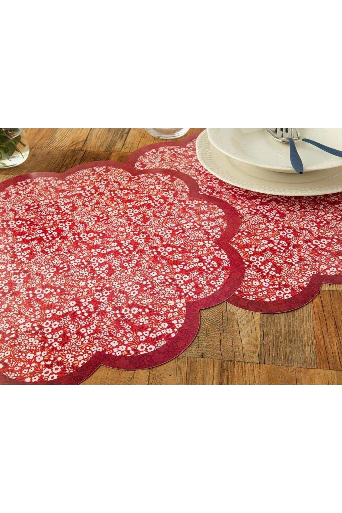 Florals 4 Place Placemat 40 Cm Red - Swordslife