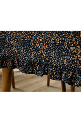 Florals Polycotton Frilly Table Cloth 150x220 Cm Navy Blue - Swordslife