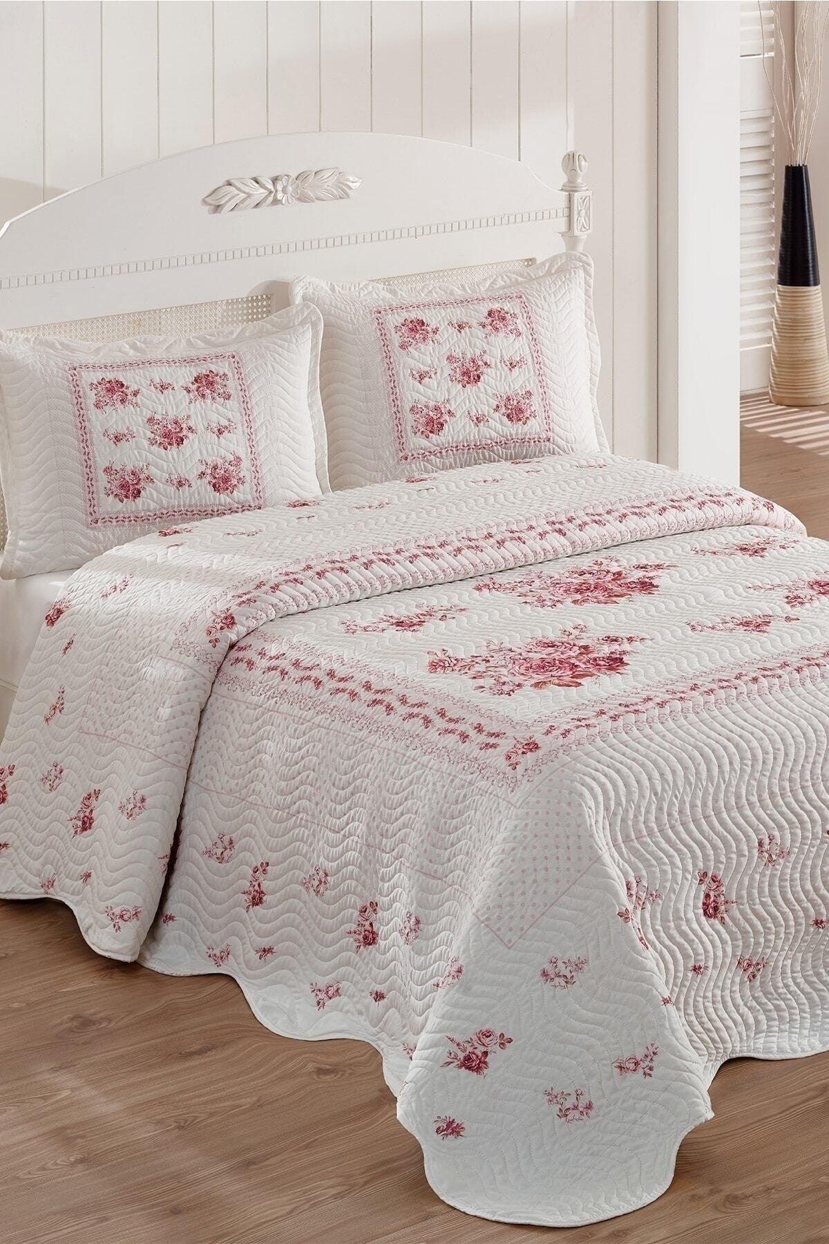 Flower Pink Double Quilted Bedspread - Swordslife