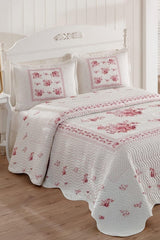 Flower Pink Double Quilted Bedspread - Swordslife