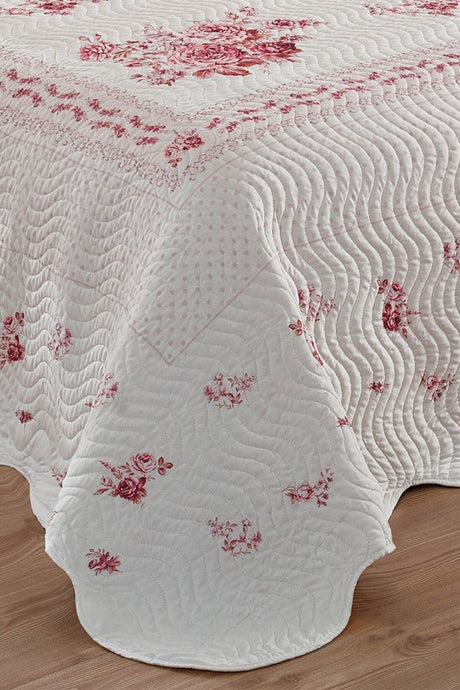 Flower Pink Double Quilted Bedspread - Swordslife