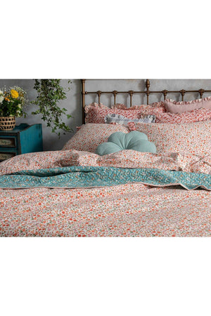 Floweret Cotton King Size Duvet Cover Set 240x220 Cm Amber Pink - Swordslife