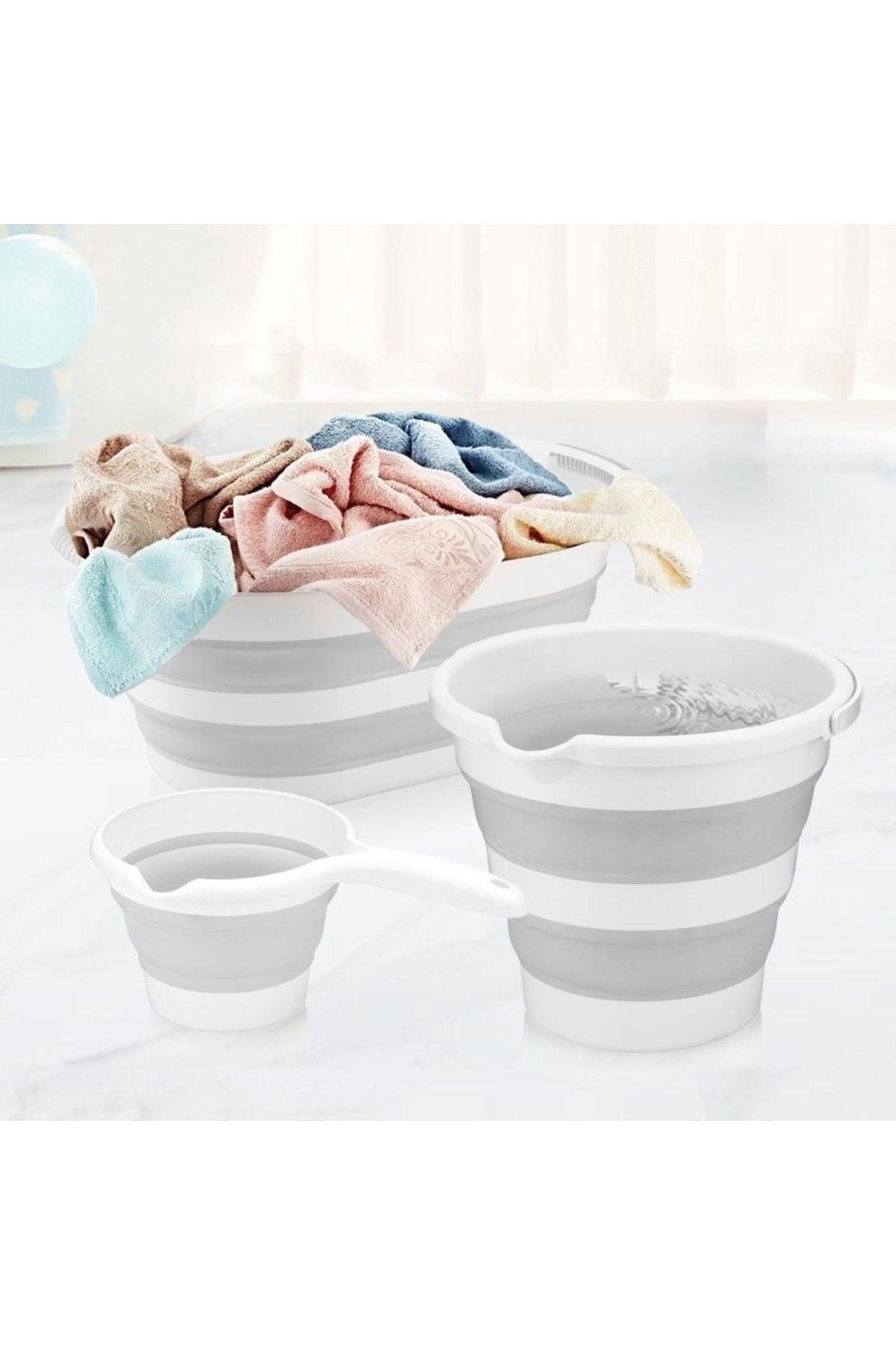 Folding Laundry Basket Folding Bucket Folding Koçero Multi Set of 3 - Laundry Basket-bucket-koçero - Swordslife