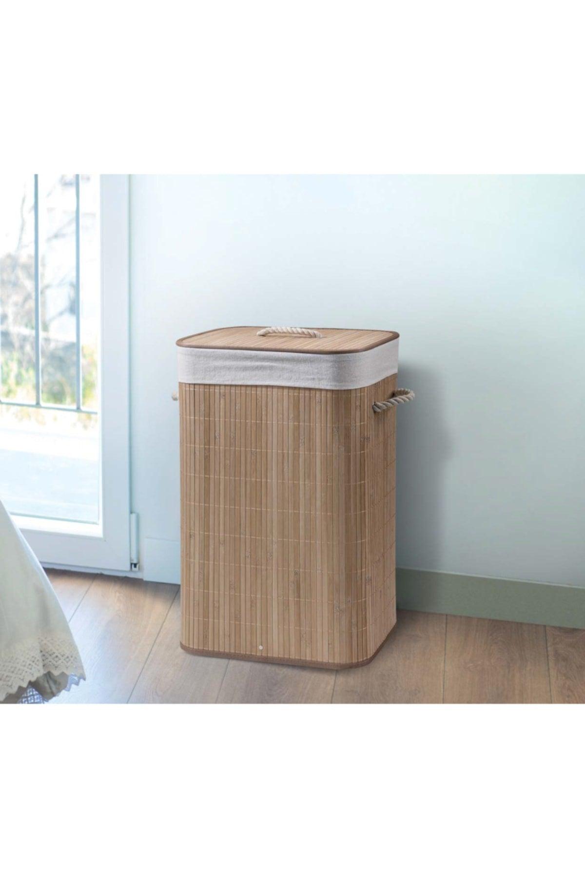 Folding Bamboo Bathroom Laundry Basket