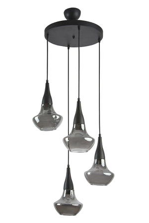 Fora Special Design Sport Modern Dekorative Salon Schwarz Farbe Füme Glas Anhänger 4 Lü Kronleuchter - Swordslife