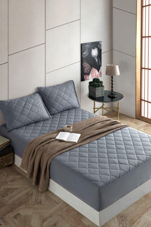 Formeya Colored Quilted 100% Cotton Elastic Bed Sheet Set (INCLUDING 2 CUSHION PROTECTOR) - Swordslife