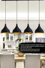 Quad Long Black Pendant Lamp Chandelier Living Room Dining Table Living Room Meeting Room Chandeliers Hallway - Swordslife