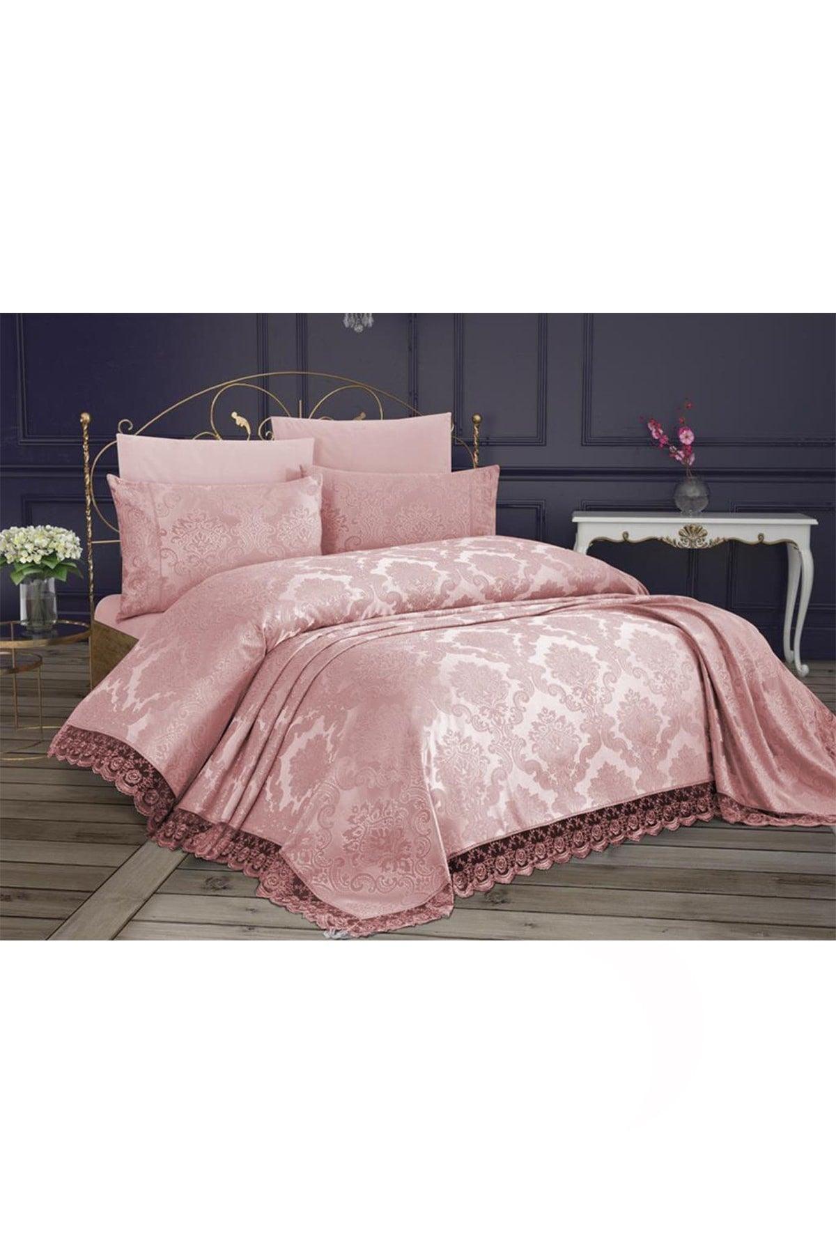 French Lace Kure 3 Piece Bedspread Powder - Swordslife