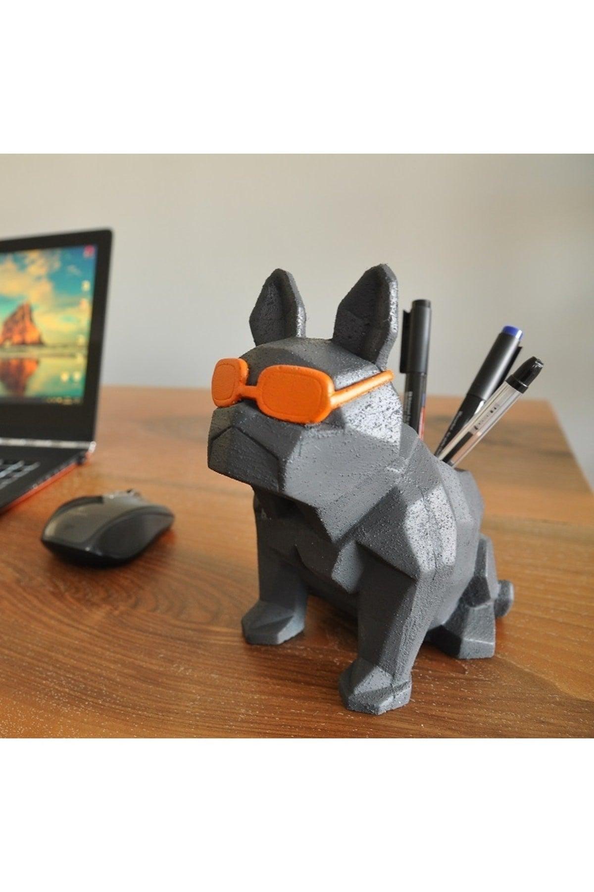 French Bulldog Concrete Pencil Holder(orange Glasses)