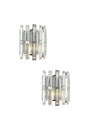 Galliano Chrome 2 Piece Wall Sconce Set Crystal Stone Modern Bedroom-Bed Head Wall Lamp - Swordslife