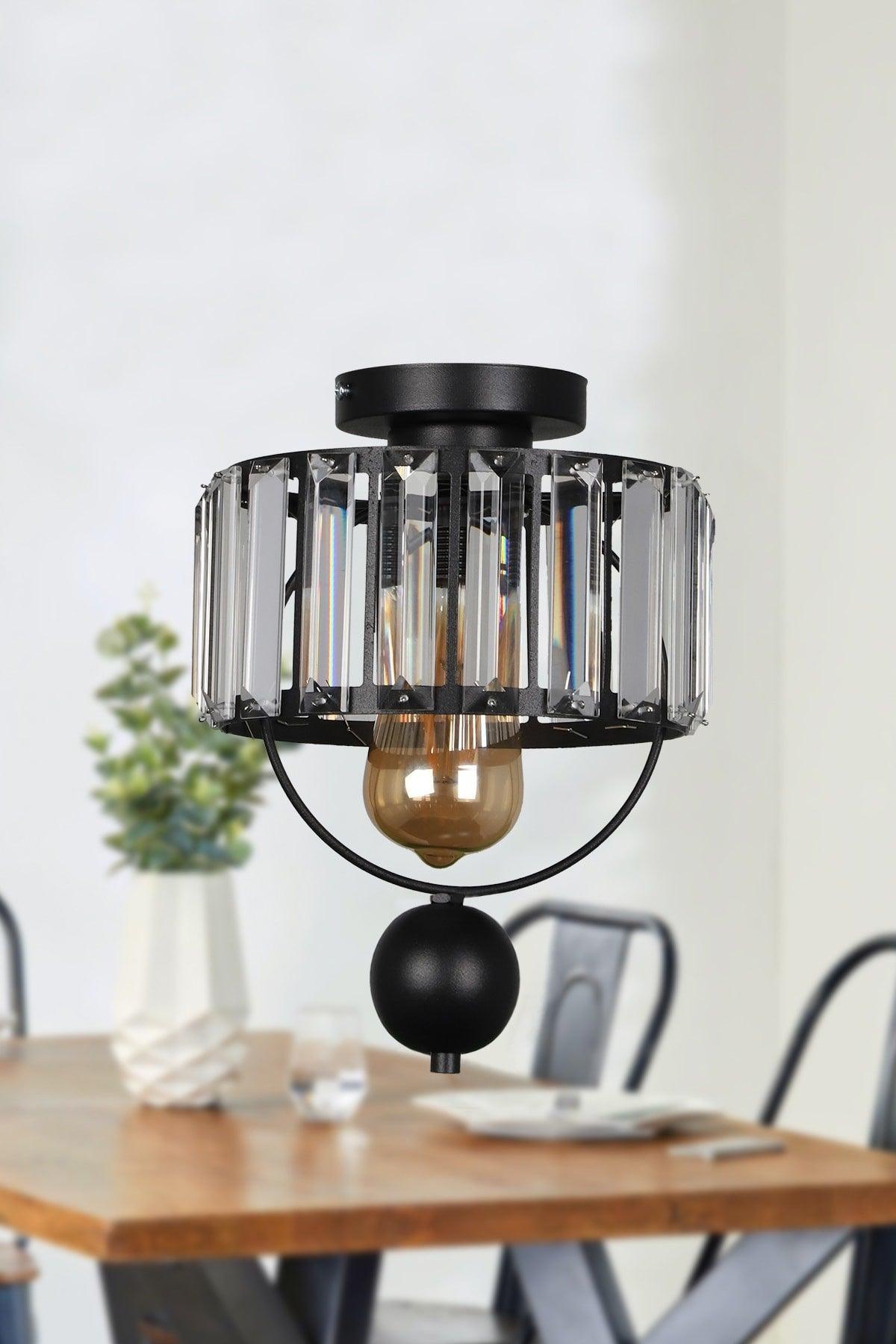 Gallon Single Lux Crystal Black Ceiling Mount Chandelier - Swordslife