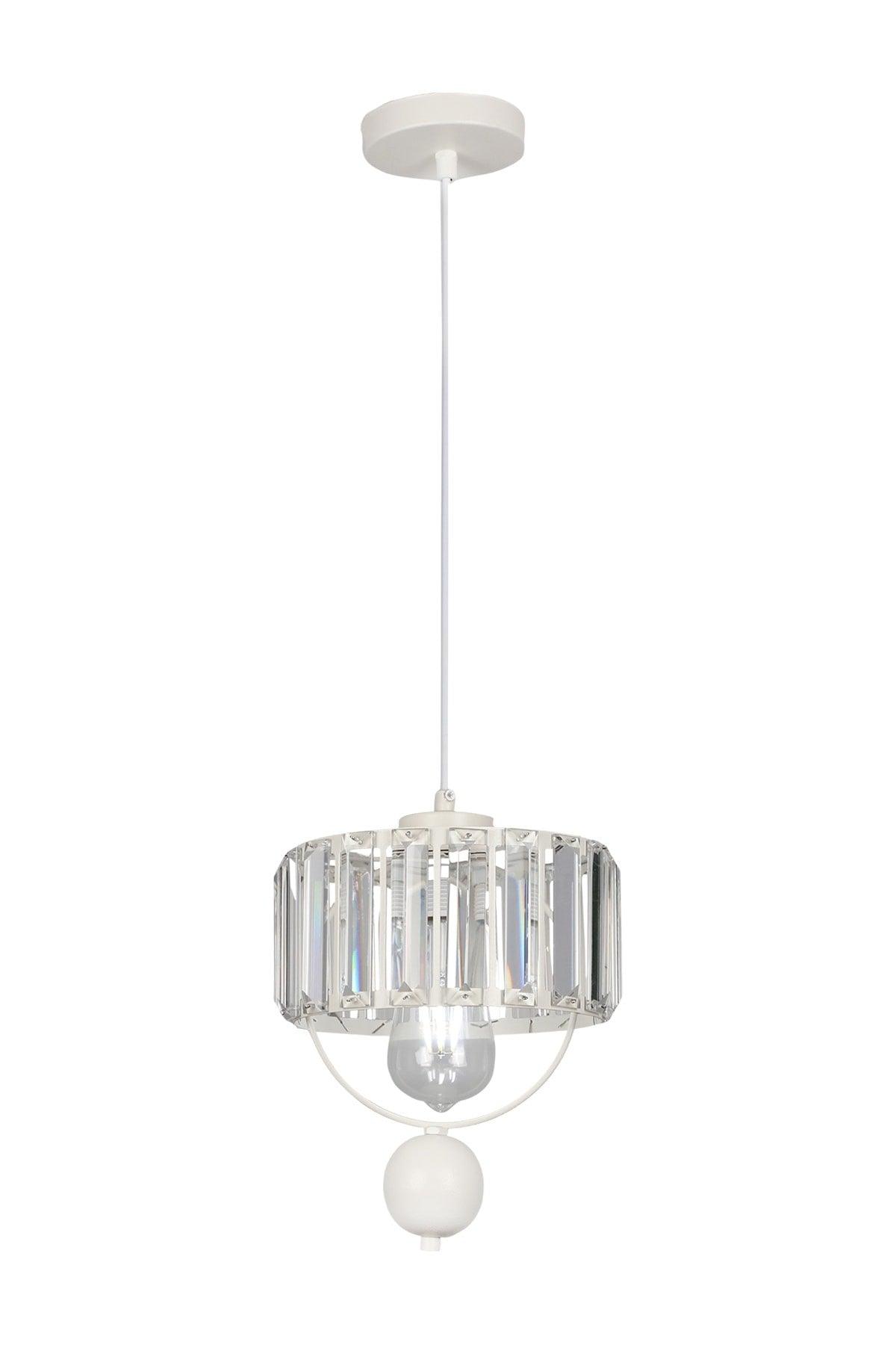 Gallon Single Lux Crystal White Pendant Chandelier - Swordslife