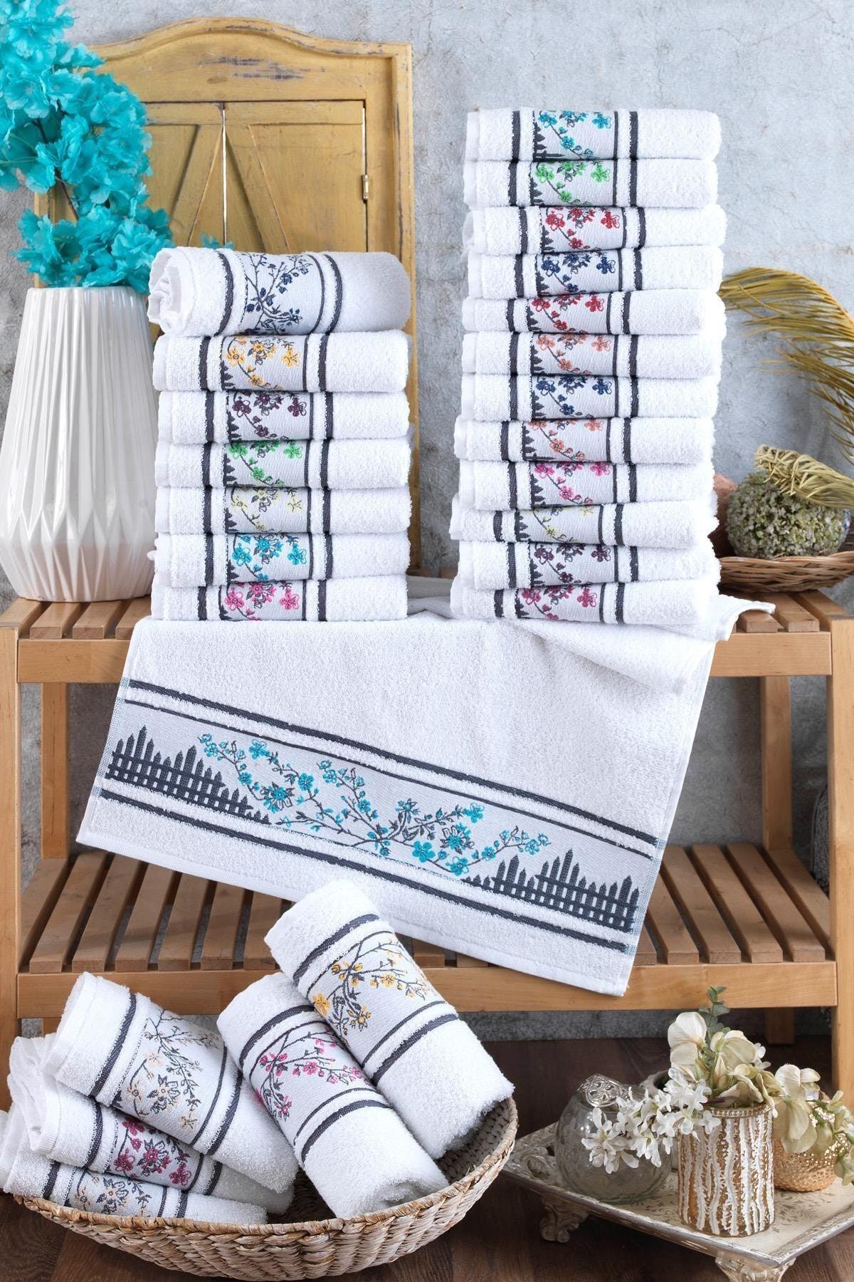 Garden Floral Embroidered Hand And Face Towel Set 4 pcs 50x90 cm - Swordslife