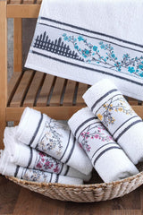 Garden Floral Embroidered Hand And Face Towel Set 4 pcs 50x90 cm - Swordslife