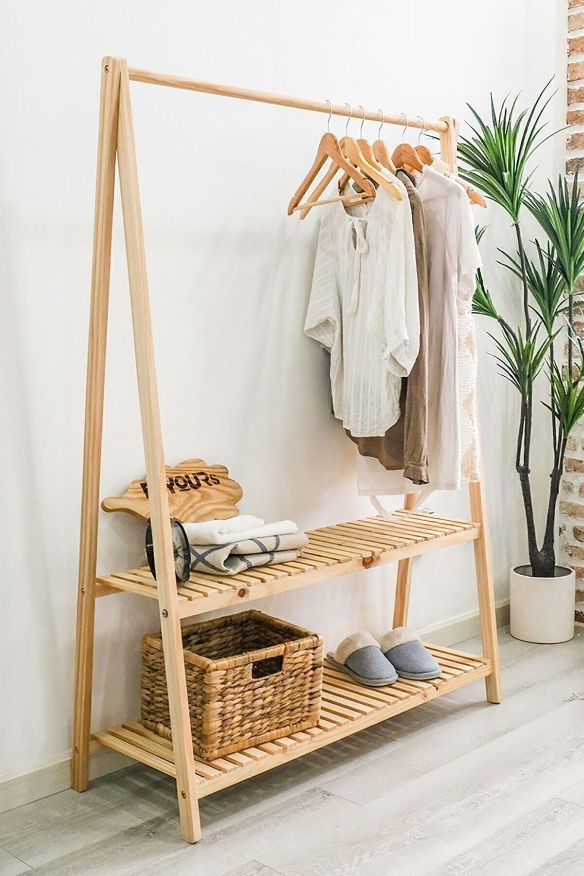 Garment Clothes Rack With Two Shelves 148 X