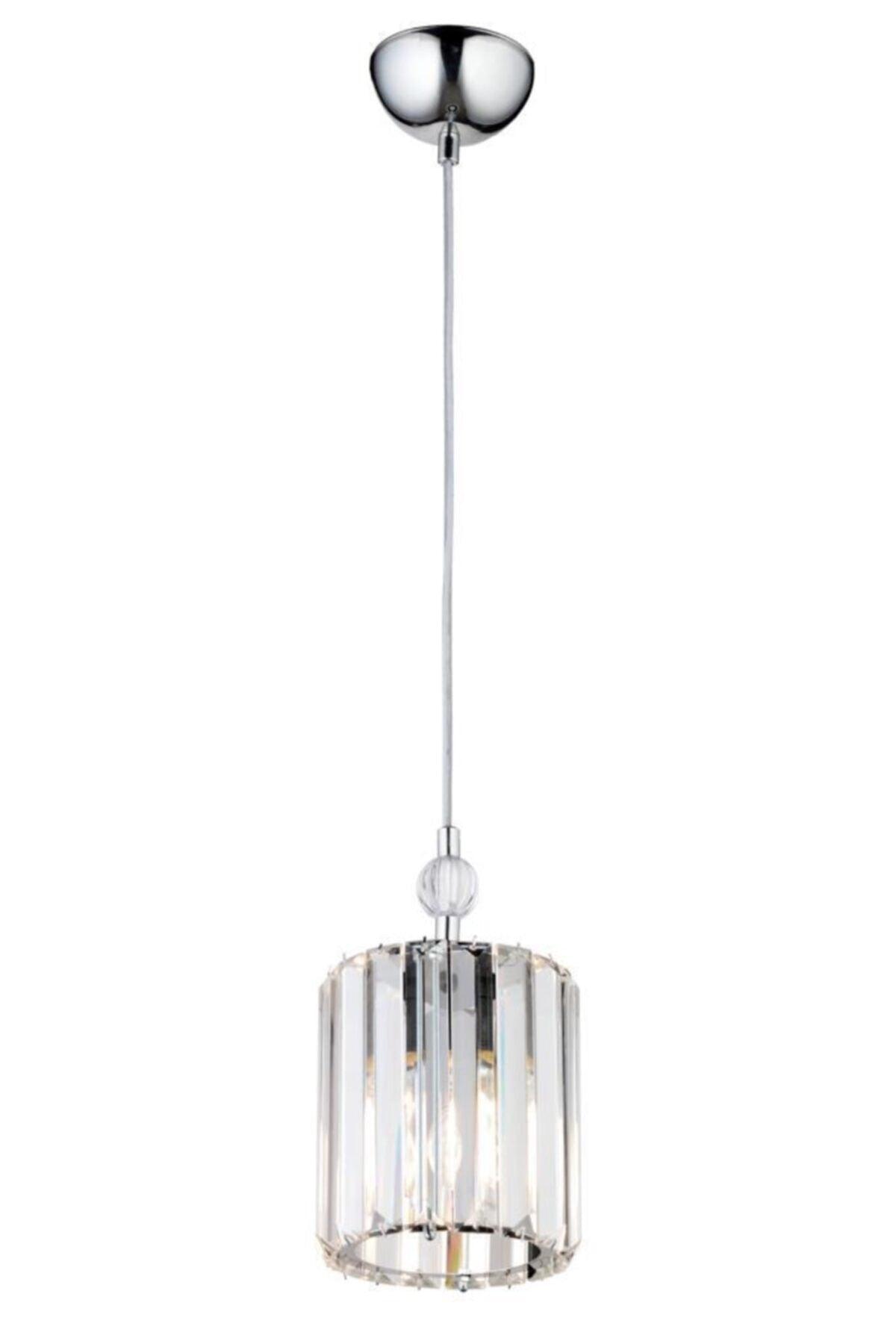 Dolunay Single Y-15 Chrome Stone Installation Chandelier