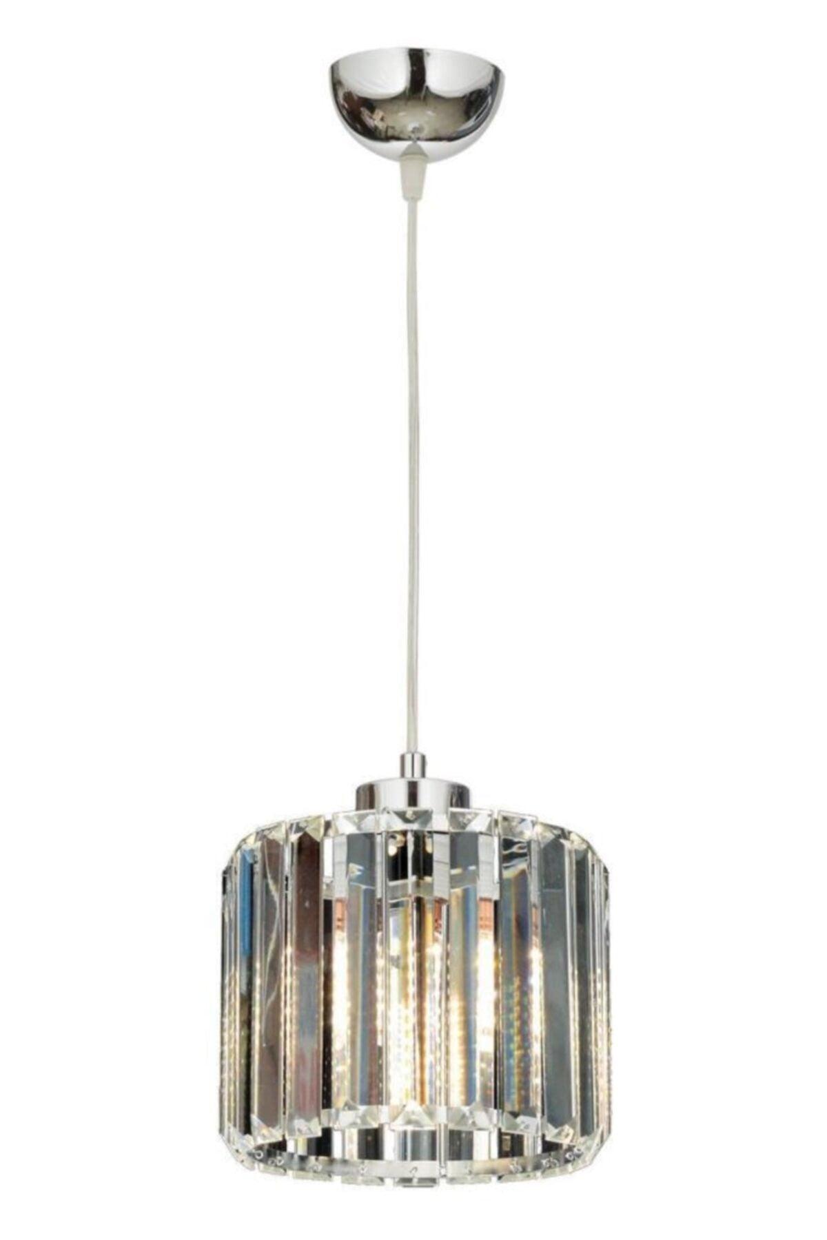 Full Moon Single Y-15 Crystal Straight Installation Chandelier