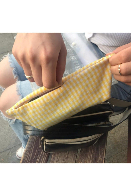 Yellow Gingham Washable Zipper Single