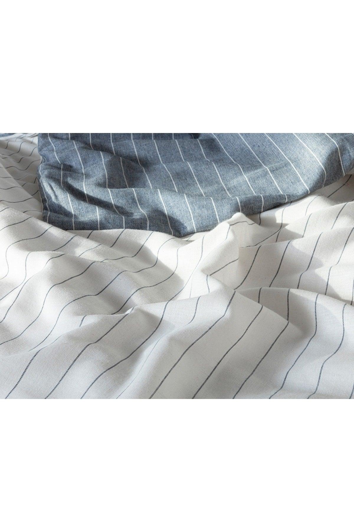 Gentle Pinstripe Twill Single Duvet Cover Set 160x220 Cm Navy Blue - Swordslife