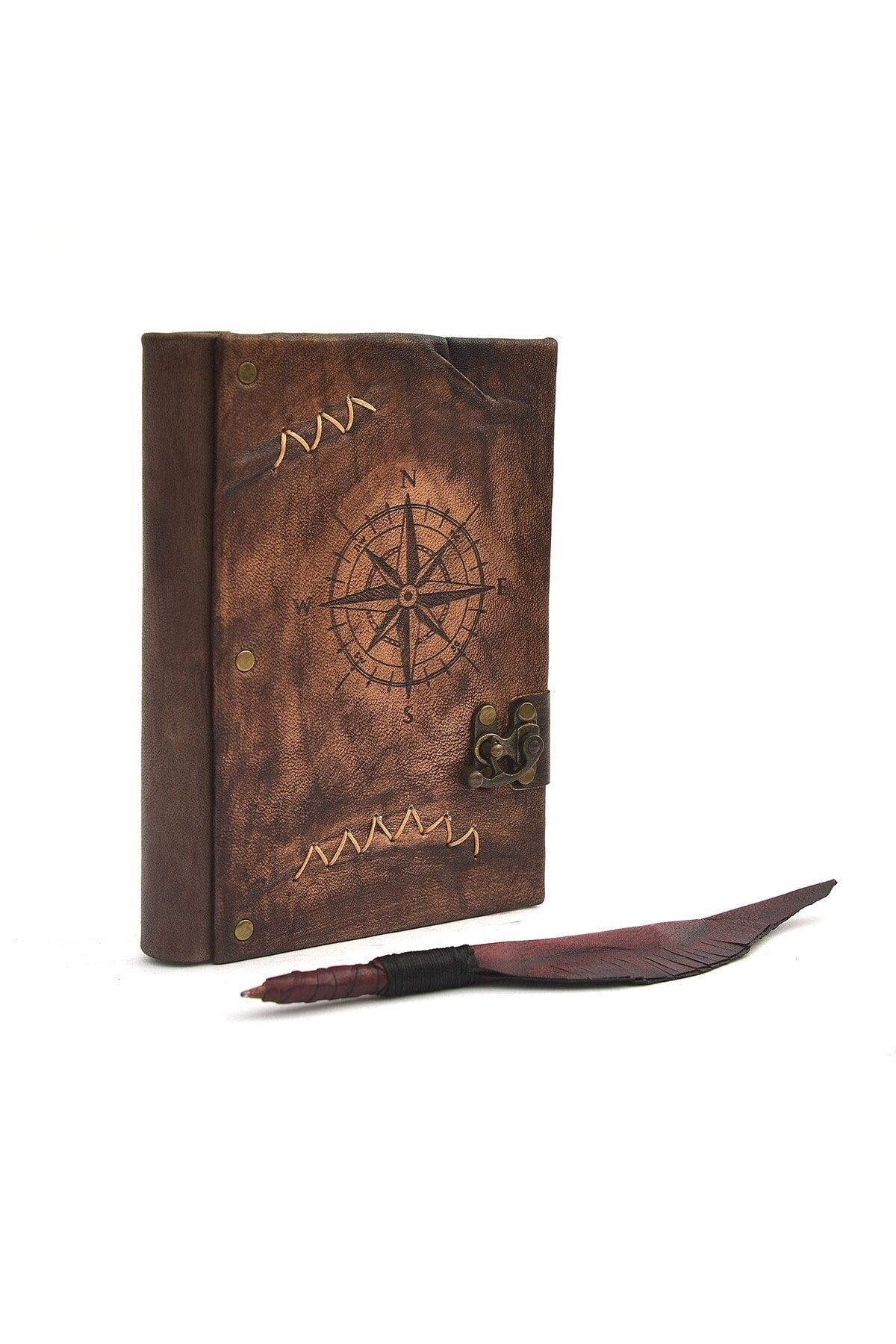 Genuine Leather Notebook Shamua Paper Compass Hand