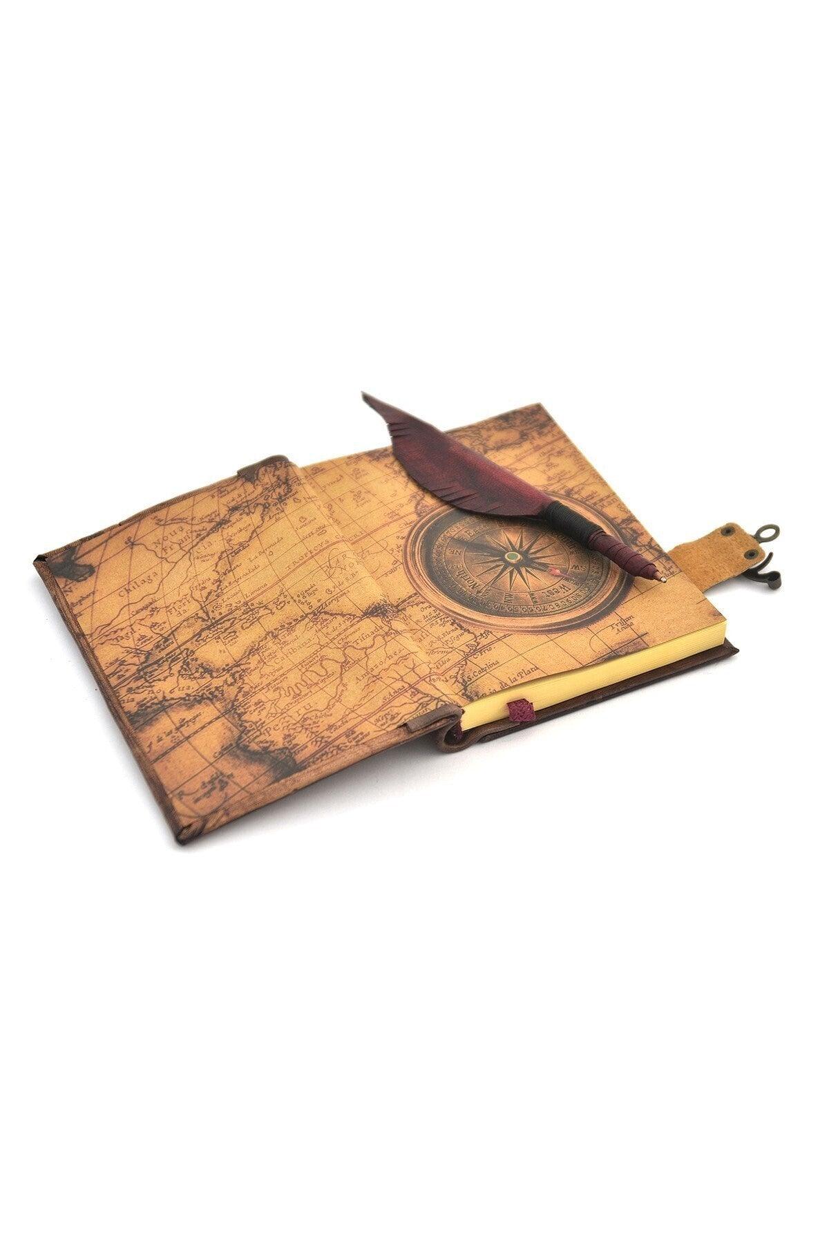 Genuine Leather Notebook Shamua Tumbled Paper Compass