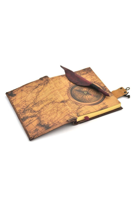 Genuine Leather Notebook Shamua Tumbled Paper Compass