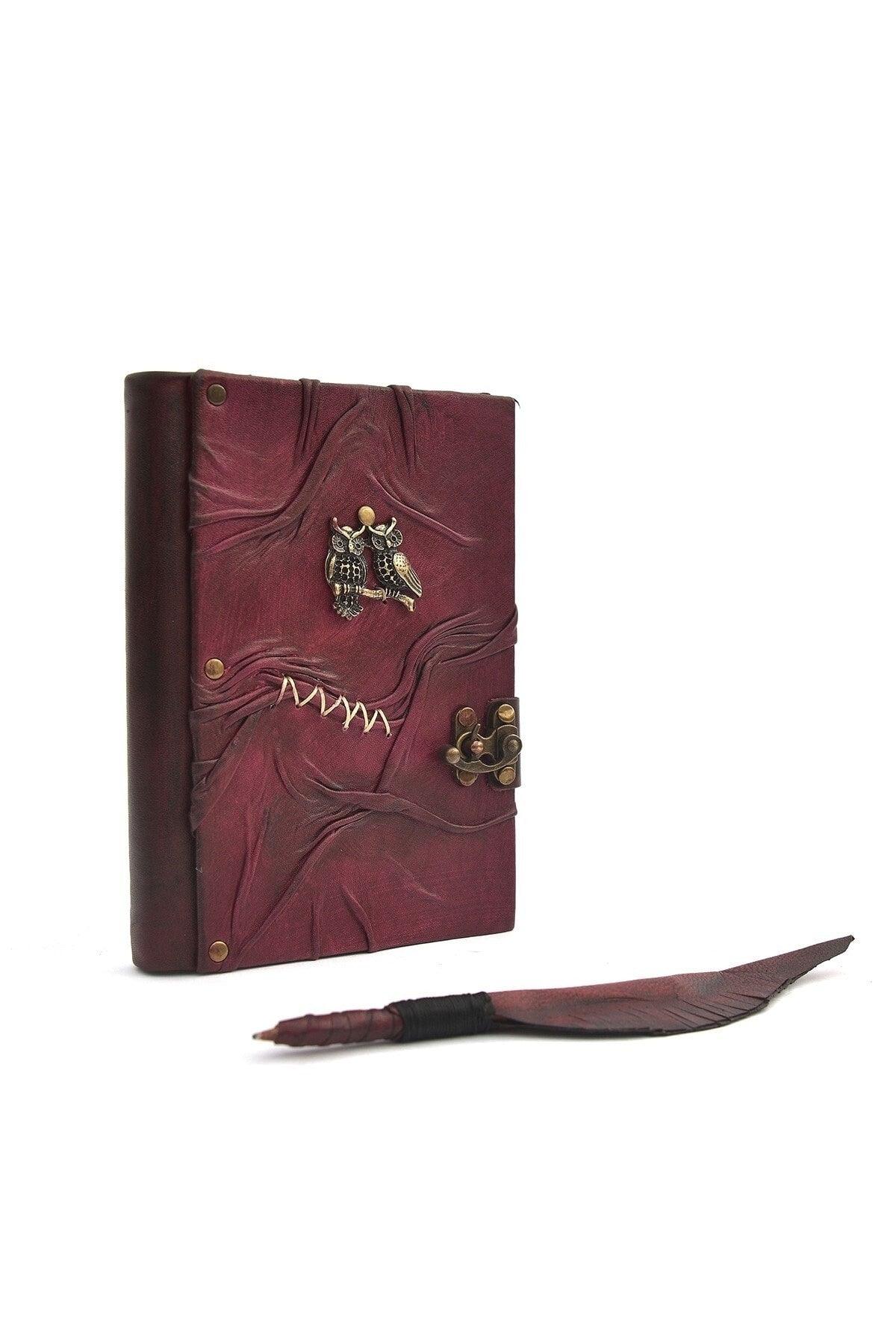 Genuine Leather Notebook Shamua Tumbled Paper Owl