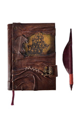 Genuine Leather Notebook Shamua Paper Ship Tumbled