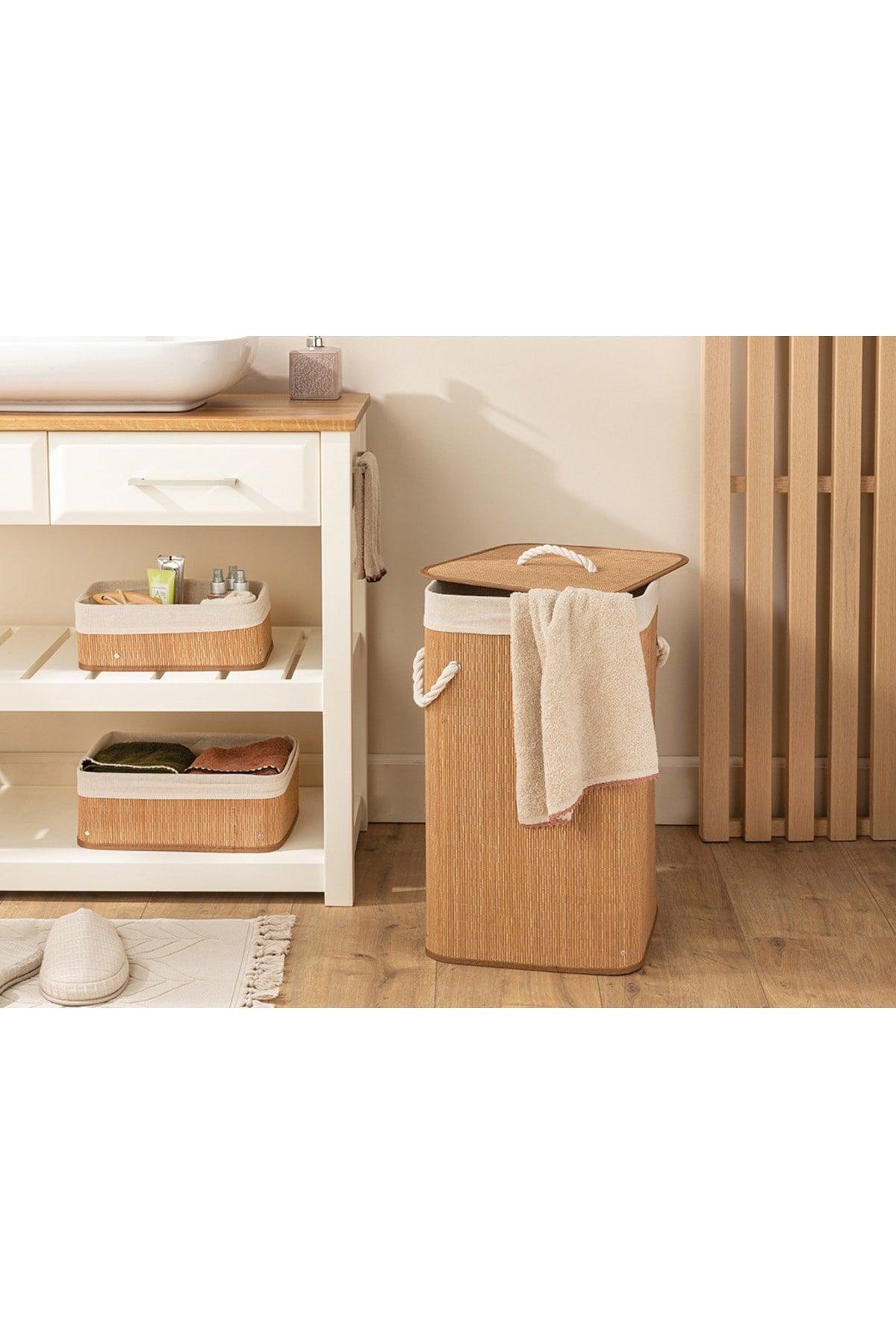 Gina Bamboo Laundry Basket 35x35x60 Cm Open