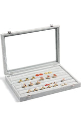 Roll Ring-jewelry Tray With Glass Cover And