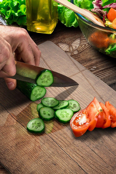 Glass Cutting Board And Presentation Tray | Old Wood Look | 30cm X 40cm - Swordslife