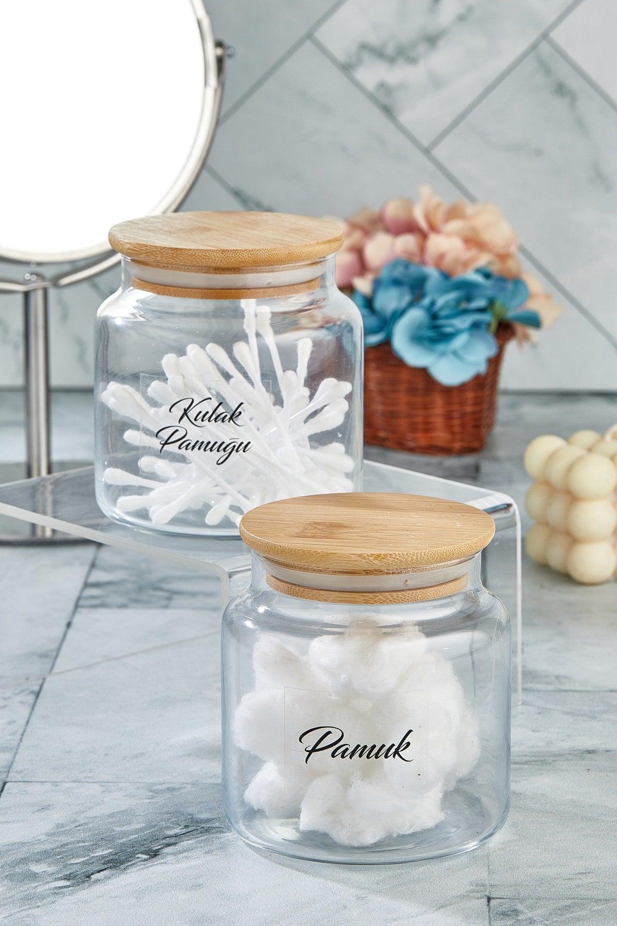 Cotton and Cotton Buds With Glass Decorative Cover