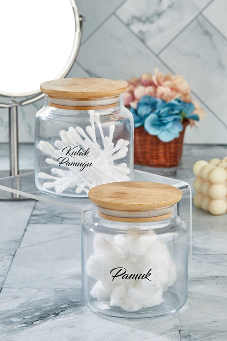 Cotton and Cotton Buds With Glass Decorative Cover