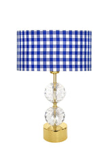 Gld-krs01 Gold Footed Crystal Lampshade - Blue Plaid - Swordslife