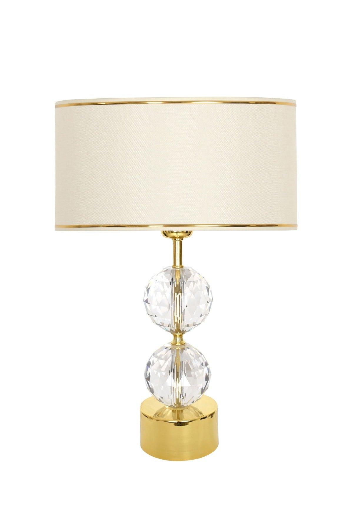 Gld-krs01 Gold Footed Crystal Lampshade - Gold Cream - Swordslife