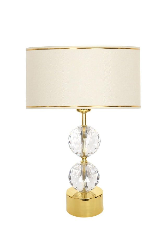 Gld-krs01 Gold Footed Crystal Lampshade - Gold Cream - Swordslife