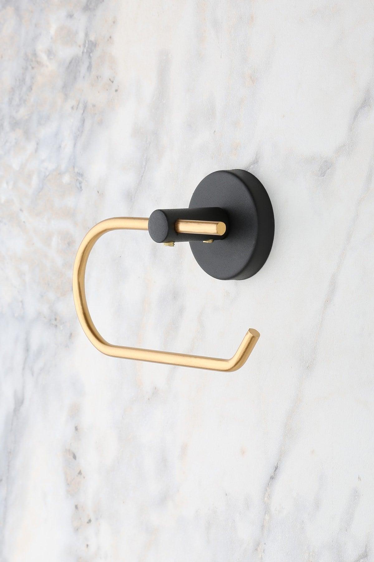 Gold Black Lidless Toilet Roll Holder