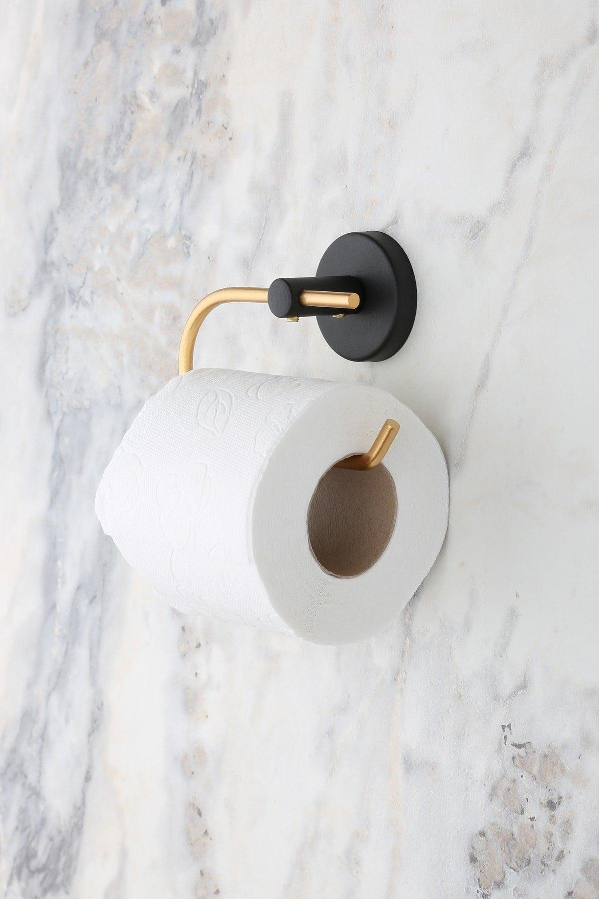 Gold Black Lidless Toilet Roll Holder