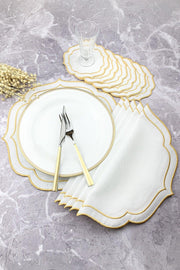 Gold Colored Double Wrap Embroidered 12 Piece Set Placemat And Cocktail Napkin - Swordslife