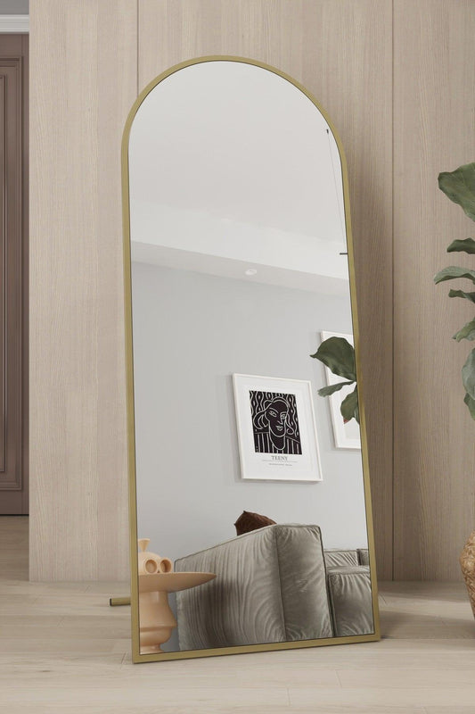 Gold Metal Framed 150 X 60 Cm Oval Footed Full Length Mirror - Swordslife