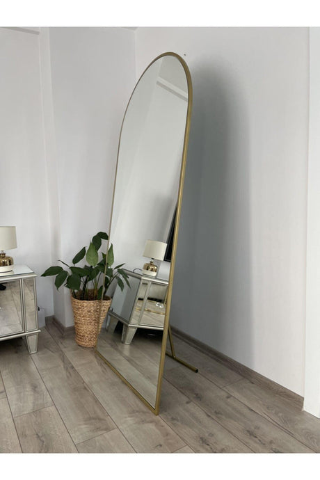 Gold Metal Framed 180x80 Cm Oval Footed Full Length Mirror - Swordslife