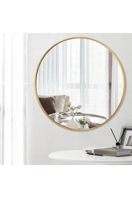 60 Cm Round Mirror with Gold Metal Frame - Swordslife