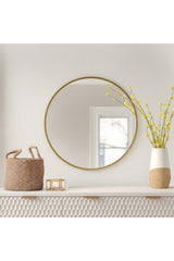 60 Cm Round Mirror with Gold Metal Frame - Swordslife