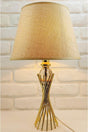 Gold Plated Twirl Metal Leg Crystal Glass Bulk Brown Fabric Cap Lampshade Table Lamp - Swordslife