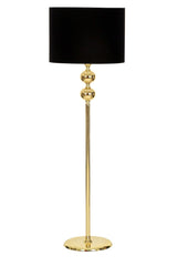 Gold Plated Double Sphere Metal Flat Single Leg Floor Lamp Cylinder Head Black - Swordslife