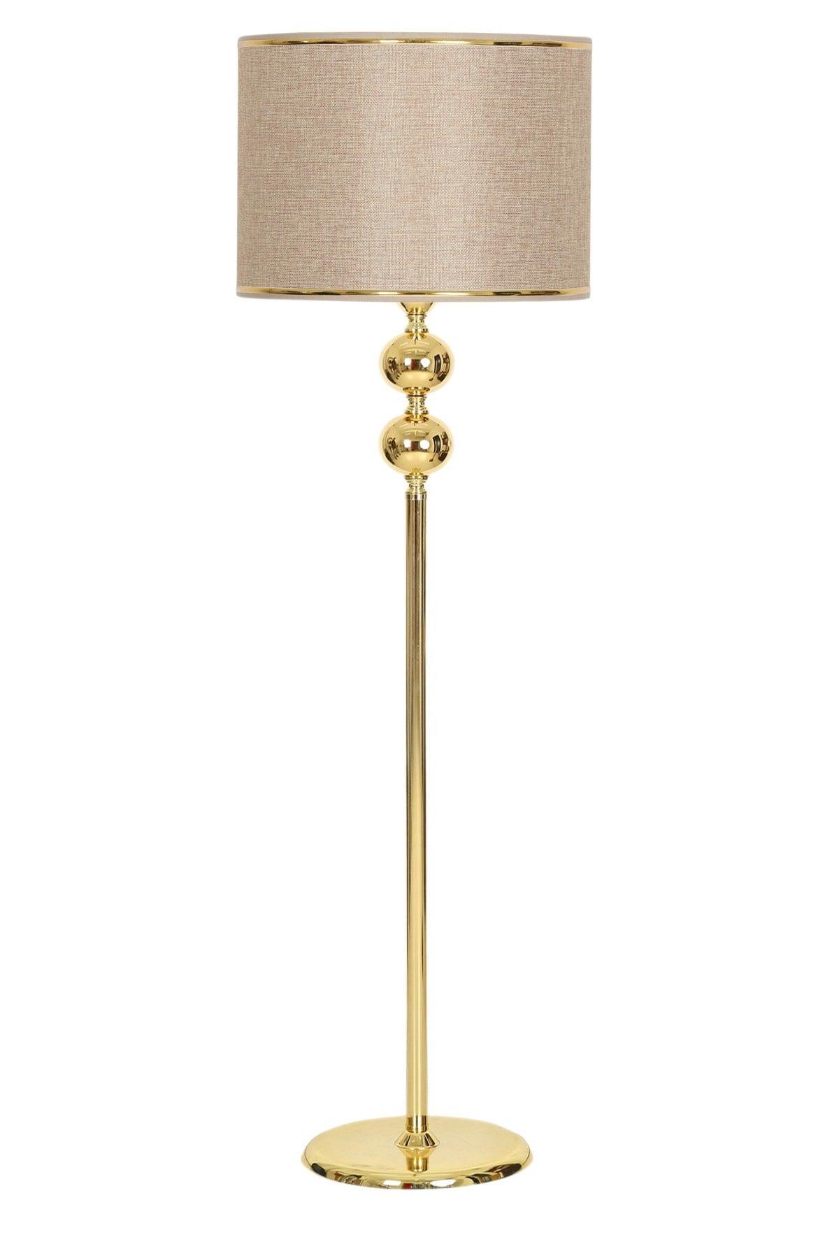 Gold Plated Double Sphere Metal Flat Single Leg Floor Lamp - Swordslife