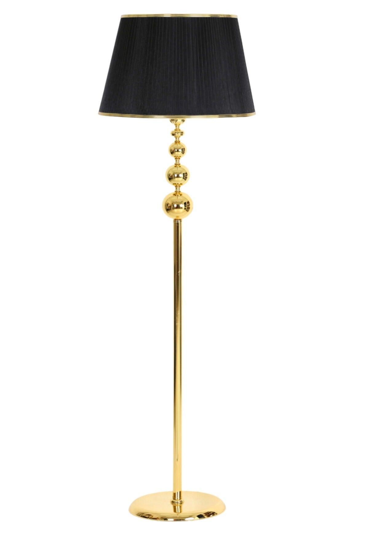 Gold Plated Triple Sphere Flat Metal Single Leg Floor Lamp Organized Black - Swordslife