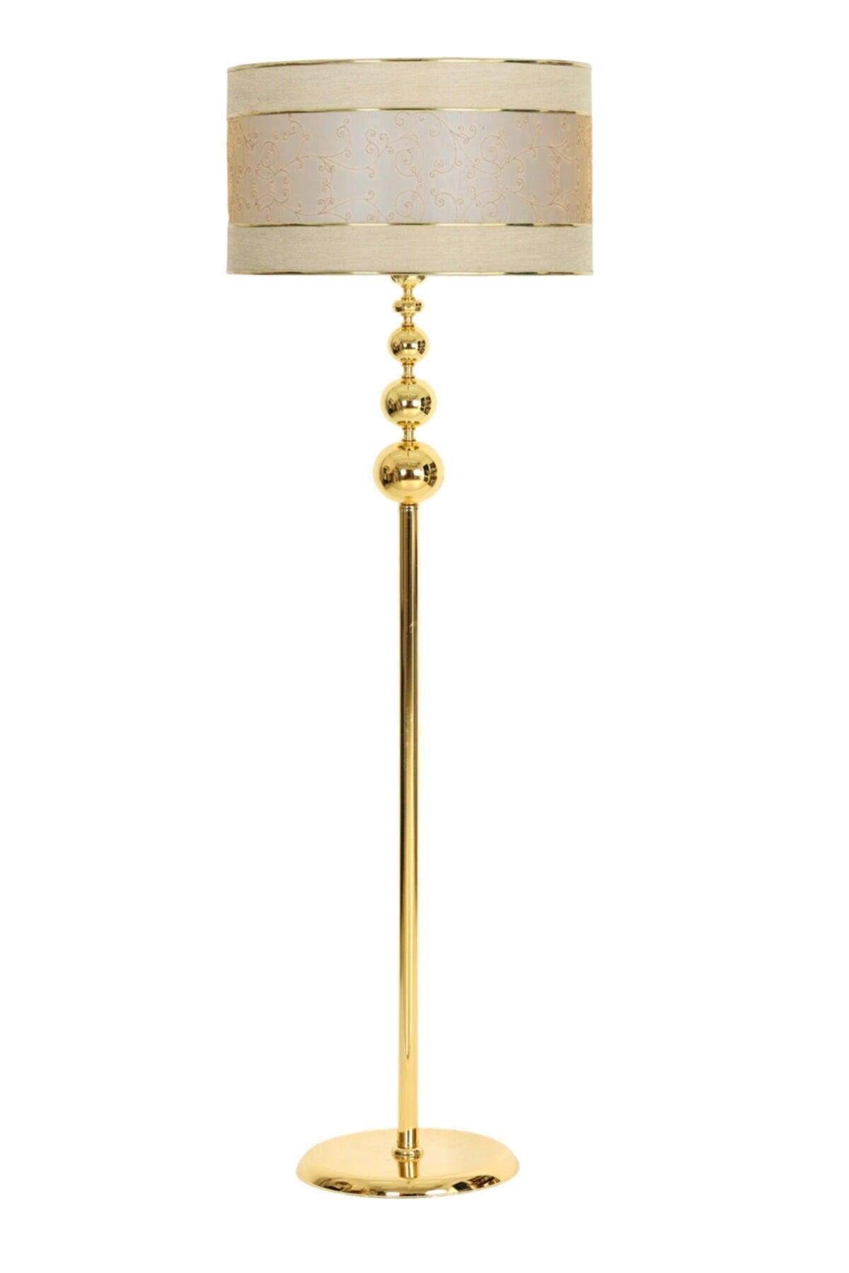 Gold Plated Triple Sphere Flat Metal Single Leg Floor Lamp Double Gold Striped Mataro Mink - Swordslife