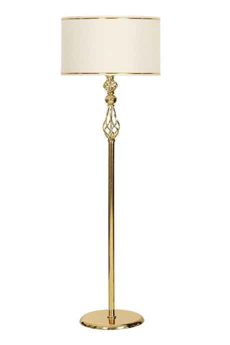 Gold Plated Savona Flat Metal Single Leg Floor Lamp - Gold Detailed Cream - Swordslife