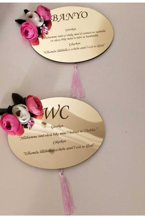 Gold Plexi Mirrored Bathroom & Wc Lettering Door Decor - Swordslife